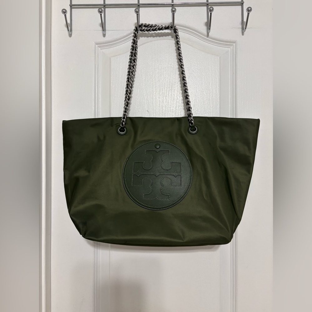 VALENTINES SALE ❤️ Tory Burch Olive Green Tote with Chain Straps